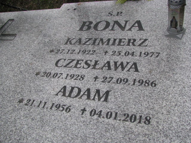 Adam Bona 1956 Bydgoszcz - Stary Fordon - Grobonet - Wyszukiwarka osób pochowanych